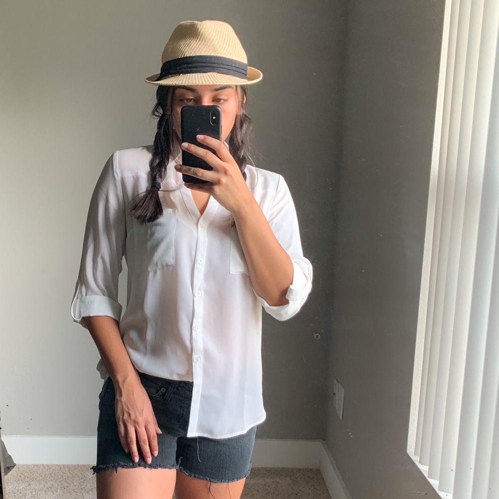 White button up blouse